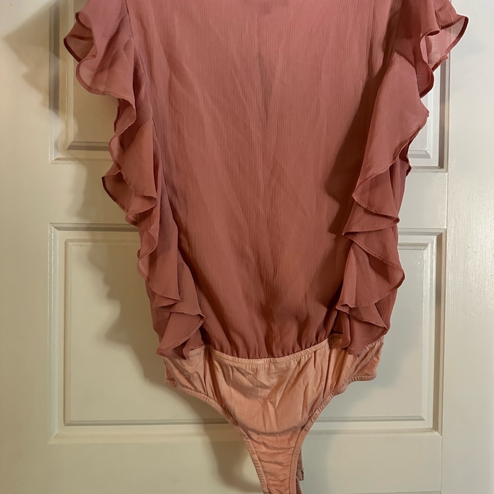 Lulu's Dusty Rose Ruffle Bodysuit - Picture 7 of 8